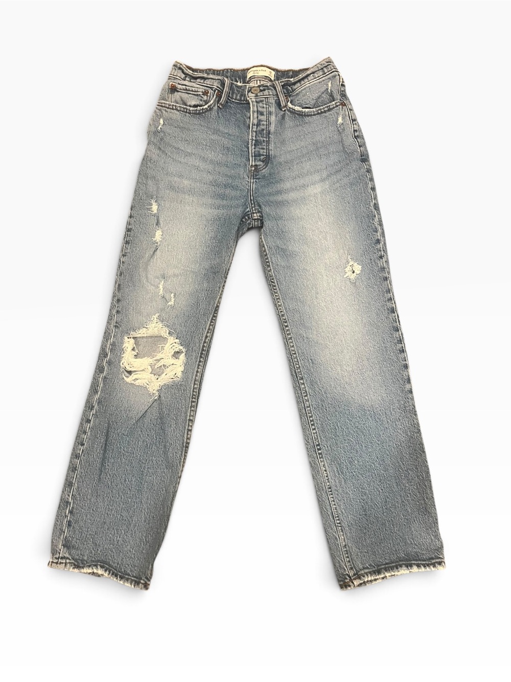 Abercrombie & Fitch Distressed Boyfriend Jeans - Light Blue Wash